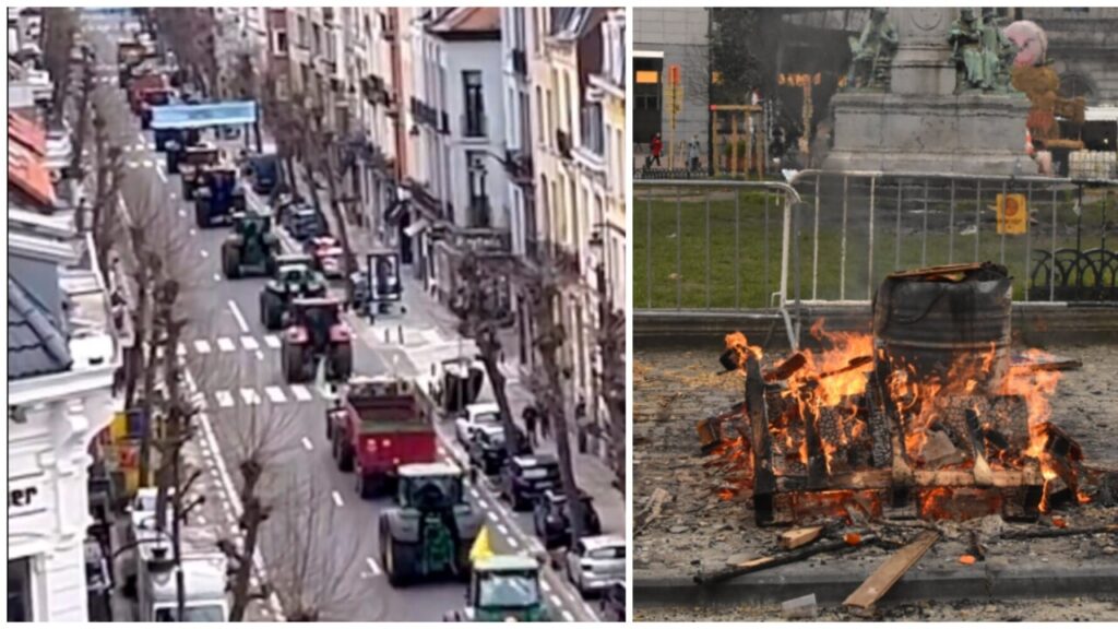 Des tracteurs envahissent (encore) Bruxelles : des bottes de foin explosent avec des pétards, la police fait usage de gaz lacrymogènes